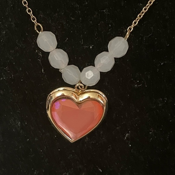 16” Cat & Jack necklace & 1” double sided bezel set pink enamel heart pendant - Picture 4 of 14